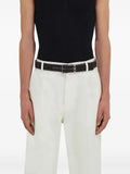 Ferragamo Men Basketweave Effect Leather Belt With Square Buckle