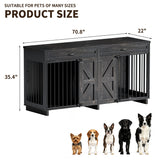 Dog Crate Furniture TV Stand - 2-in-1 Wooden Dog Kennel with Storage