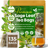 Sage Leaf Tea Bags, 100% Natural & Pure from Sage Leaves. Loose Leaf Sage Herbal Tea. Sage Leaf Tea. Made with Natural Material Tea Bags. No Sugar, No Caffeine, No Gluten, Vegan.
