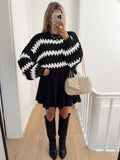 Autumn Winter Women Knitted Pullover Striped Trendy Loose Sweater
