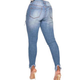 Womens Slim-fit Hip-lifting Blue Jeans