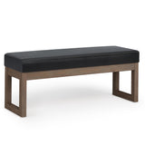 Milltown Large Ottoman Bench with Solid Wood Frame - Midnight Black