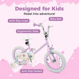 Kids Bike 12-18 Inch with Training Wheels - Purple