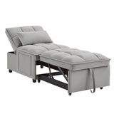 4 in 1 Multi-Function Single Sofa Bed with Adjustable Backrest - Gray