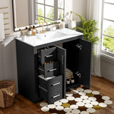 36'' Bathroom Vanity with Ceramic Sink Combo, Solid Wood Frame