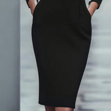 Women’s Black Bodycon Midi Dress