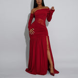 Women Wear Sexy Tube Top See through Split Dinner Dress