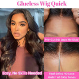 "Natural Black Body Wave HD Lace Closure Wig - Ready-to-Wear, Glueless, Pre-Plucked, 180% Density"