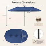 Patio Umbrella 15.5ft with Solar LED Lights and Crank