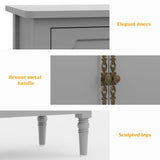 Mid Century Wood Buffet Sideboard, Grey Wash, 59-Inch Wide