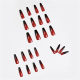 Red and Black Gradient Long Ballet Fake Nails