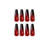 Red and Black Gradient Long Ballet Fake Nails