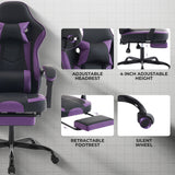 Gaming Chair with Footrest and Massage Lumbar Support