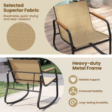 3 Piece Rocking Bistro Chairs and Side Table Set with Storage Bag-Brown
