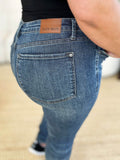 Judy Blue Full Size Mid Waist Distressed Slim Jeans For Women