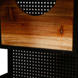 Modern Spacious Cat House with Fir Wood and Iron Frame - Black & Brown