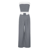 Contrast Color Vest Wide-leg Suit Pants Fashion Casual Two-piece Suit