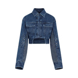 Off White Motorcycle Hole Crop Jacket Women