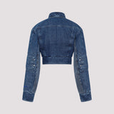 Off White Motorcycle Hole Crop Jacket Women