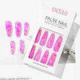 Bright Oil Color Marble Pattern European And American Style Long Fake Nails