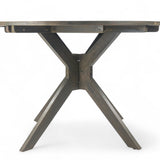 Stanford Outdoor Round Acacia Wood Dining Table with X Base