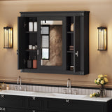 Wall Mounted Bathroom Cabinet With Mirror And 5 Shelves, Rectangular Design