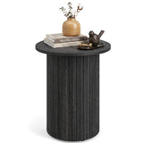 18" Round Fluted Side Table with Pedestal Drum Base