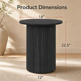 18" Round Fluted Side Table with Pedestal Drum Base