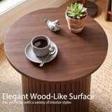 18" Round Fluted Side Table with Pedestal Drum Base