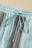 Russet Orange Raw Seam Colorblock Wide Leg Ankle Length Casual Pants