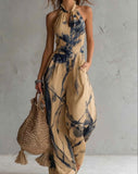 Women's Halter Backless Wide-Leg Jumpsuit | Boho Beach Jumpsuit in 7 Colors