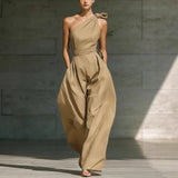 Women's Sleeveless Halter Neck Cinched Waist Slim Jumpsuit – 6 Colors S–2XL