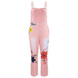 Women's Printed Ripped Loose Straight-Leg High-Waist Denim Pants
