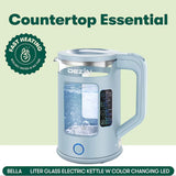 1.6qt Stainless Steel Electric Kettle with LED Light Fast Boil