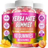 Yerba Mate Gummies – Super Focus & Energy Support – Formulated with Yerba Mate Extract, L-Theanine, Rhodiola, Ginseng, Choline, B12 – Peach Mango Flavor