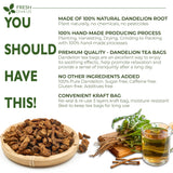 Dandelion Root Tea Bags, 100% Natural & Pure from Dandelion Root, Eco-Conscious Tea Bags, Dandelion Root Herbal Tea. Dandelion Root Tea. No Sugar, No Caffeine, No Gluten, Vegan.