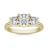 3 CTW AGI Certified Lab Grown Diamond (G-VS) Three Stone Engagement Ring in of 14K Gold