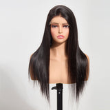 StariaHair 5"x5" Straight Transparent Glueless Lace Closure Wig #1B