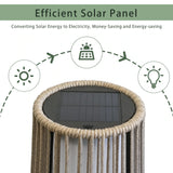 2 Piece Solar Powered Lantern Wicker Solar Patio Lamp Grey