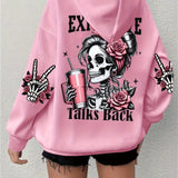 Retro Skull Graphic Long-Sleeve Sweatshirt