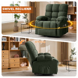 Massage Swivel Recliner Chair with Vibration Massage and Lumbar Heating for Adults,350LBS Oversized Rocker Recliner Single Sofa with Side Pocket,cup holder and USB Charge Port for Living Room