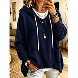Anuo Self-developed European & American Autumn Winter Women's Waffle Loose Long Sleeve Hoodie Casual Sweatshirt
