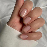 Mid-Length Press On False Nails Gradient Easy Wear Franch Reusable Natural