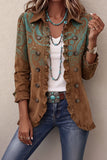 Floral Embroidered Ruffle Trim Double-Breasted Boho Cardigans
