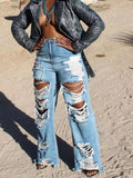 Full Size Distressed Wide Leg Jeans Plus Size