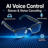 Smart AI Bluetooth Sunglasses Open Ear Audio, Polarized Sun Protection Glasses For Motorcycle Driving Cycling Hands Free Phone Call  Music Playback