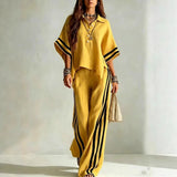 Women's Short-Sleeve Shirt & Loose Pants Two-Piece Set