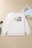 Gray WWJD Mix Pattern Letter Graphic Exposed Seam Loose Plus Size Sweatshirt