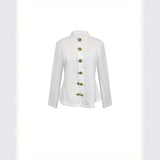 Women’s Textured Stand Collar Jacket – Solid Color