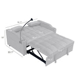 Modern Velvet Sleeper Loveseat with Pullout Bed and USB Ports - Light Gray
